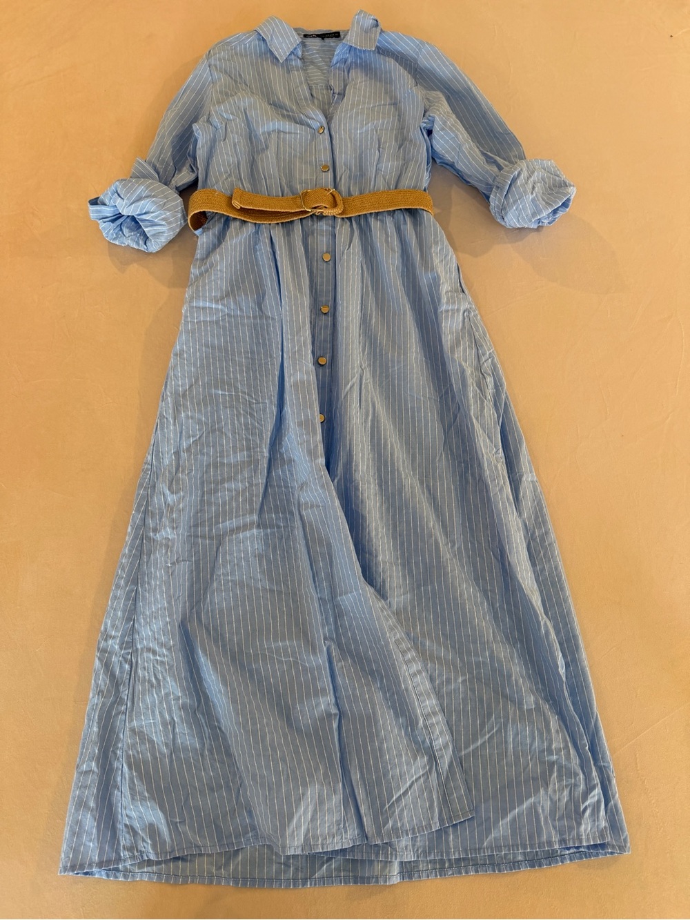 Zara Light Blue Pinstripe Button-Front dress • size medium